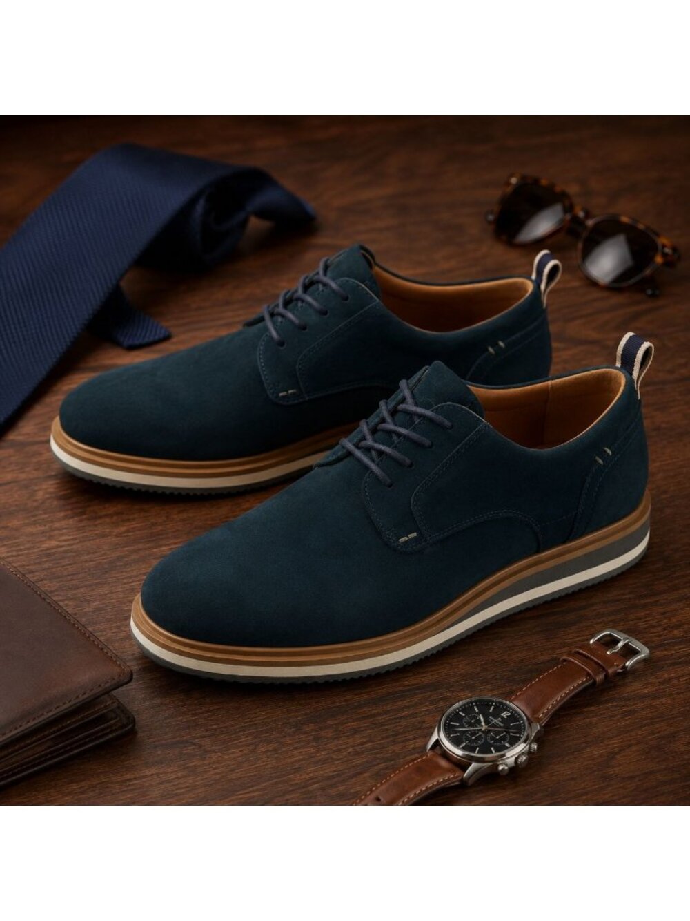 SD8 - Dune London Blaksley Men’s Navy Suede Derby Shoes EU 43 US 10 New in Box